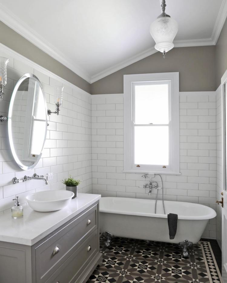 Freestanding bath in a renovated heritage bathroom, New England NSW"